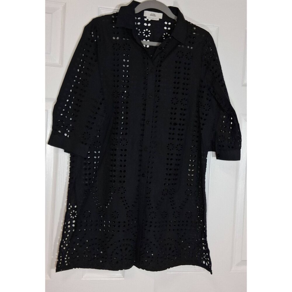 Love bonito womens medium eyelet black dress cotton sheer